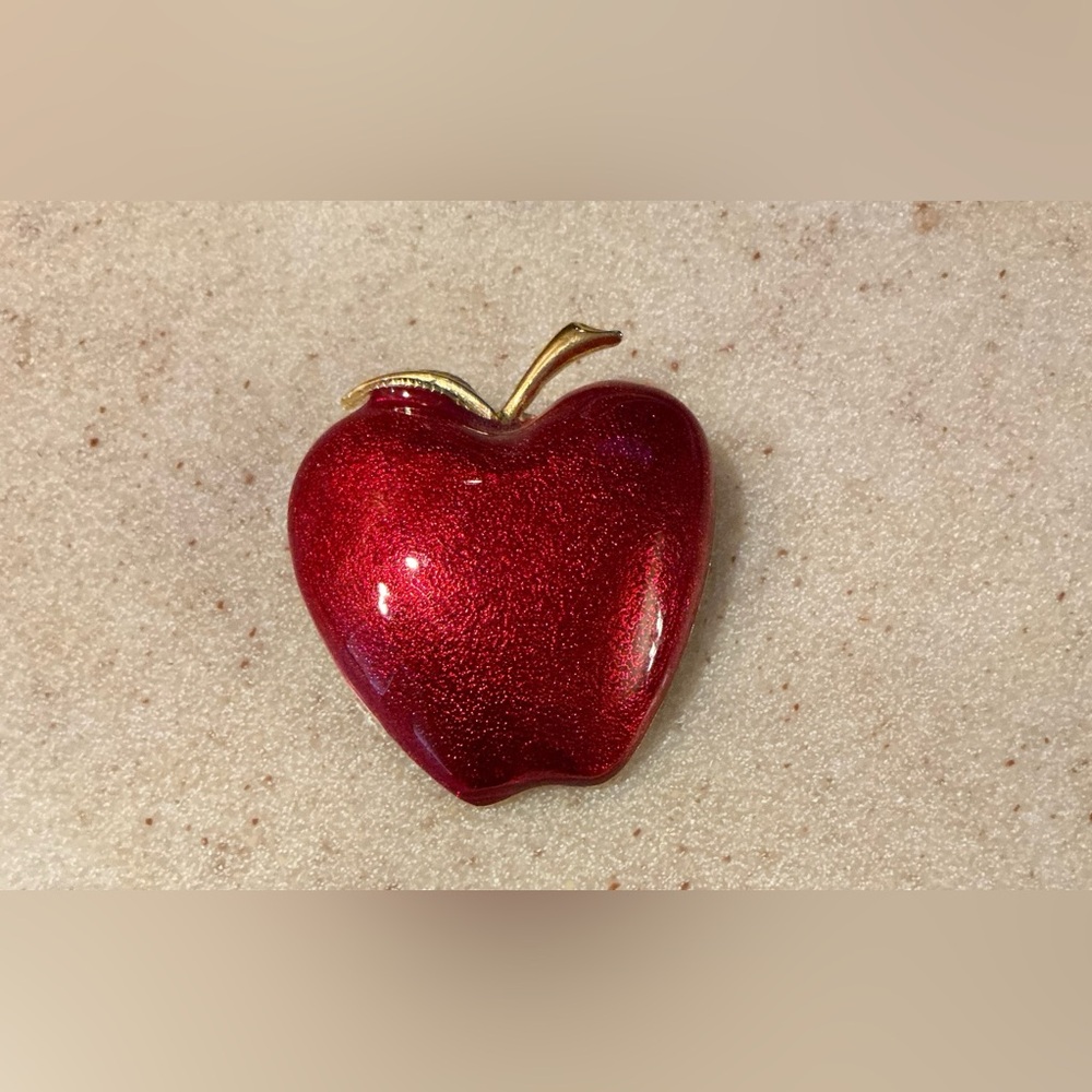 Elegant Red Apple Brooch